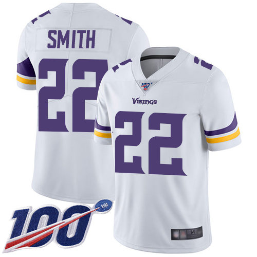 Vikings #22 Harrison Smith White Men's Stitched Football 100th Season Vapor Limited Jersey