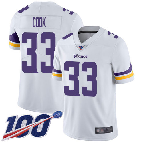 Vikings #33 Dalvin Cook White Men's Stitched Football 100th Season Vapor Limited Jersey