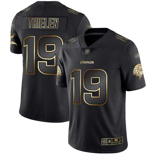 Vikings #19 Adam Thielen Black Gold Men's Stitched Football Vapor Untouchable Limited Jersey