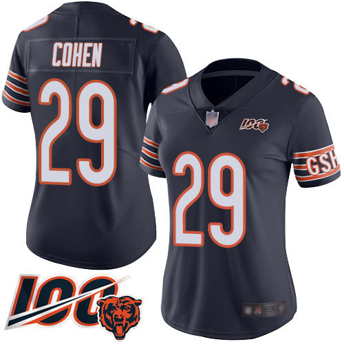 Nike Bears #29 Tarik Cohen Navy Blue Team Color Women's Stitched NFL 100th Season Vapor Limited Jersey