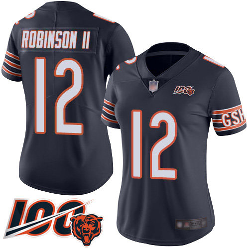 Nike Bears #12 Allen Robinson II Navy Blue Team Color Women's Stitched NFL 100th Season Vapor Limited Jersey