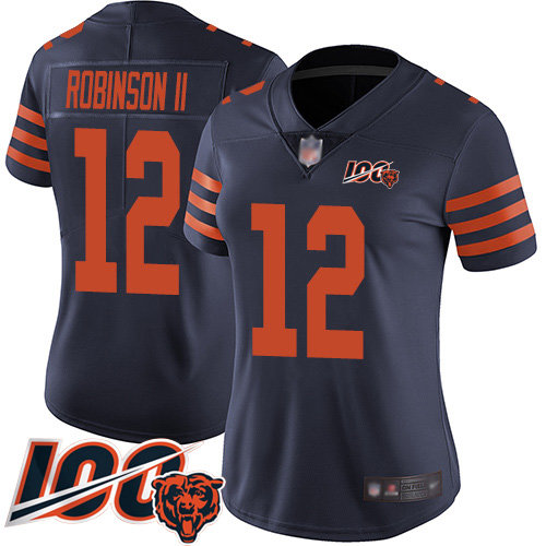 Nike Bears #12 Allen Robinson II Navy Blue Alternate Women's Stitched NFL 100th Season Vapor Limited Jersey