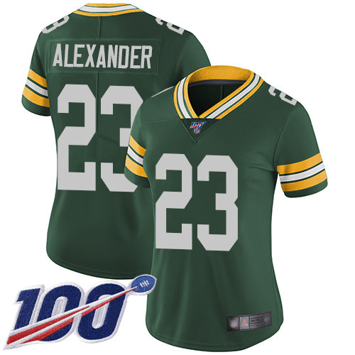 Nike Packers #23 Jaire Alexander Green Team Color Women's Stitched NFL 100th Season Vapor Limited Jersey