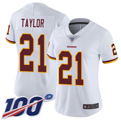 Nike Redskins #21 Sean Taylor White Women's Stitched NFL 100th Season Vapor Limited Jersey