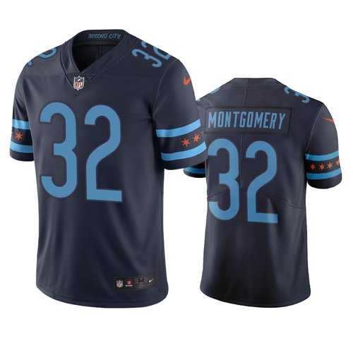 Chicago Bears #32 David Montgomery Navy Vapor Limited City Edition NFL Jersey