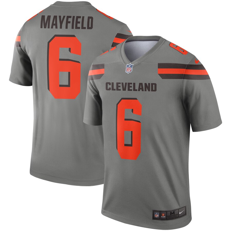 Nike Cleveland Browns 6 Baker Mayfield Gray Inverted Legend Jersey