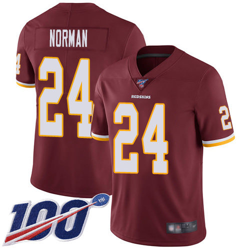 Nike Redskins #24 Josh Norman Burgundy Red Team Color Men's Stitched NFL 100th Season Vapor Limited Jersey