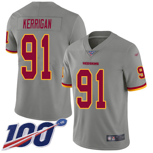 Nike Redskins #91 Ryan Kerrigan Gray Men's Stitched NFL Limited Inverted Legend 100th Season Jersey