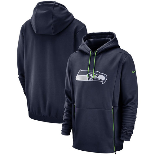 Seattle Seahawks Nike Sideline Performance Player Pullover Hoodie College Navy