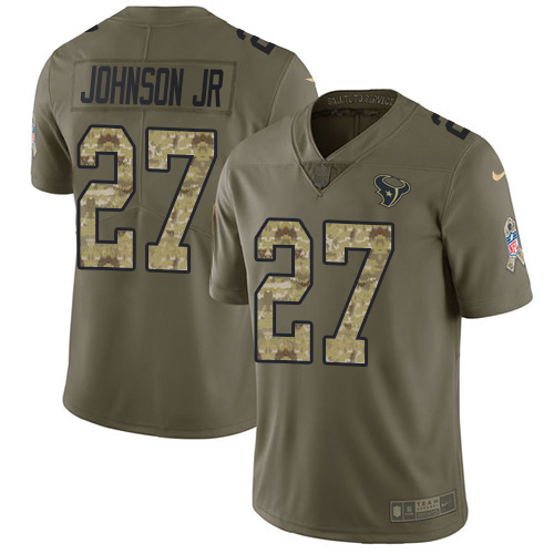 Nike Texans #27 Duke Johnson Jr Olive Camo Men's Stitched NFL Limited 2017 Salute To Service Jersey