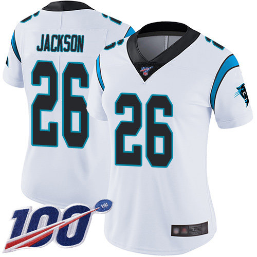 Nike Panthers #26 Donte Jackson White Women's Stitched NFL 100th Season Vapor Limited Jersey