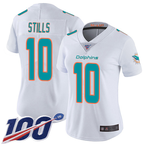 Nike Dolphins #10 Kenny Stills White Women's Stitched NFL 100th Season Vapor Limited Jersey