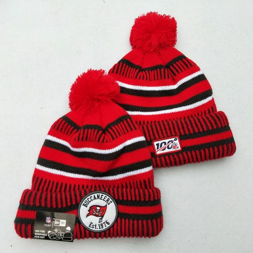 Buccaneers Team Logo Red 100th Season Pom Knit Hat YD