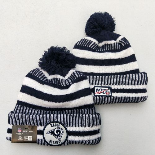 Rams Team Logo Gray 100th Season Pom Knit Hat YD