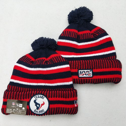 Texans Team Logo Red 100th Season Pom Knit Hat YD