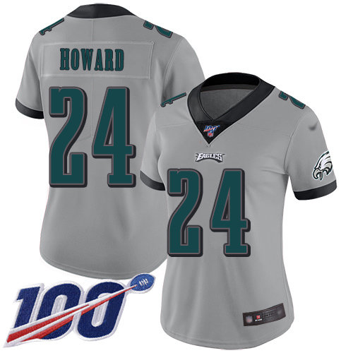 Nike Eagles #24 Jordan Howard Silver Women's Stitched NFL Limited Inverted Legend 100th Season Jersey