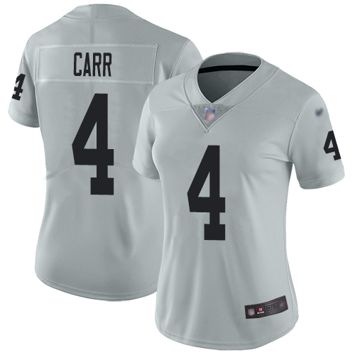 Nike Raiders #4 Derek Carr Silver Women's Stitched NFL Limited Inverted Legend Jersey