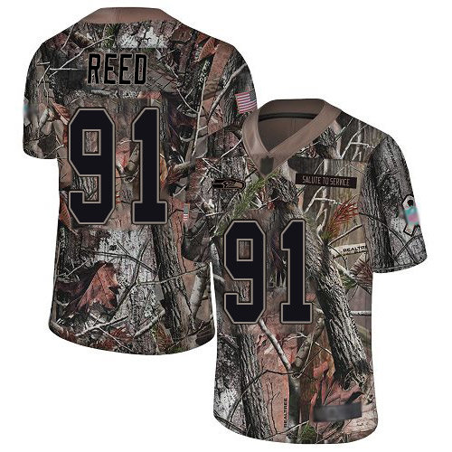 Seahawks #91 Jarran Reed Camo Men's Stitched Football Limited Rush Realtree Jersey