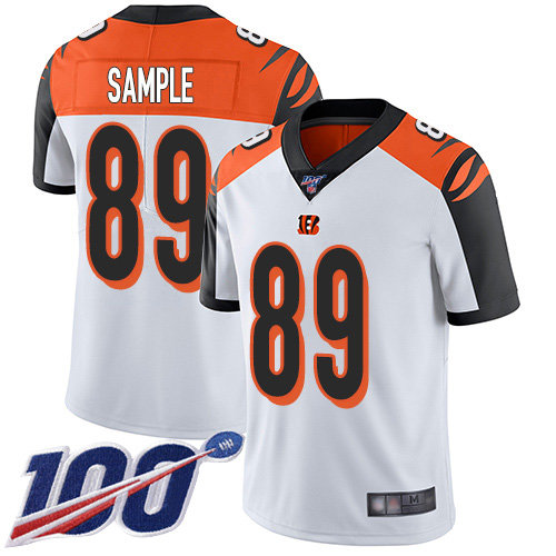 Nike Bengals #89 Drew Sample White Men's Stitched NFL 100th Season Vapor Limited Jersey