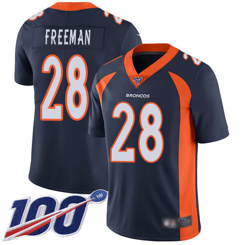 Nike Broncos #28 Royce Freeman Navy Blue Alternate Men's Stitched NFL 100th Season Vapor Limited Jersey