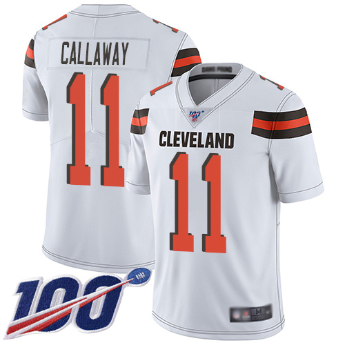 Nike Browns #11 Antonio Callaway White Men's Stitched NFL 100th Season Vapor Limited Jersey