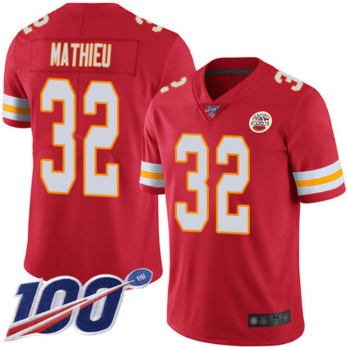 Nike Chiefs #32 Tyrann Mathieu Red Team Color Men's Stitched NFL 100th Season Vapor Limited Jersey