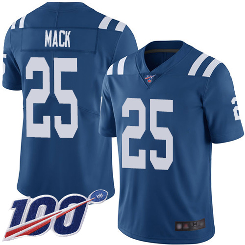 Nike Colts #25 Marlon Mack Royal Blue Team Color Men's Stitched NFL 100th Season Vapor Limited Jersey