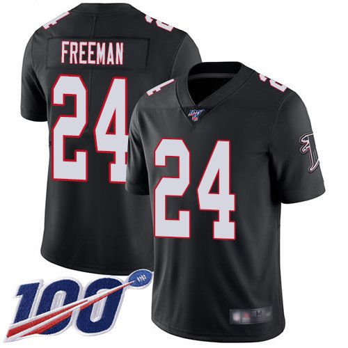 Nike Falcons #24 Devonta Freeman Black Alternate Men's Stitched NFL 100th Season Vapor Limited Jersey