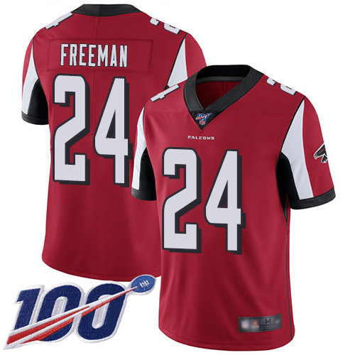 Nike Falcons #24 Devonta Freeman Red Team Color Men's Stitched NFL 100th Season Vapor Limited Jersey