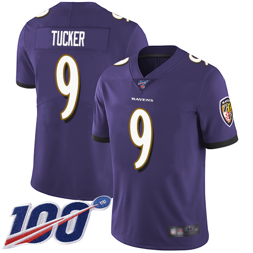 Nike Ravens #9 Justin Tucker Purple Team Color Men's Stitched NFL 100th Season Vapor Limited Jersey