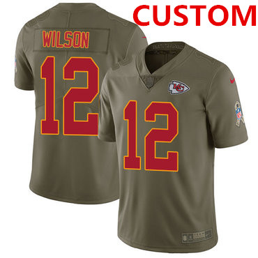 Nike Kansas City Chiefs Custom Olive Men's Stitched NFL Limited 2017 Salute to Service Jersey