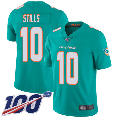 Nike Dolphins #10 Kenny Stills Aqua Green Team Color Men's Stitched NFL 100th Season Vapor Limited Jersey