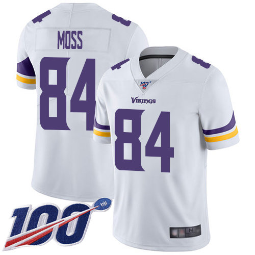 Nike Vikings #84 Randy Moss White Men's Stitched NFL 100th Season Vapor Limited Jersey