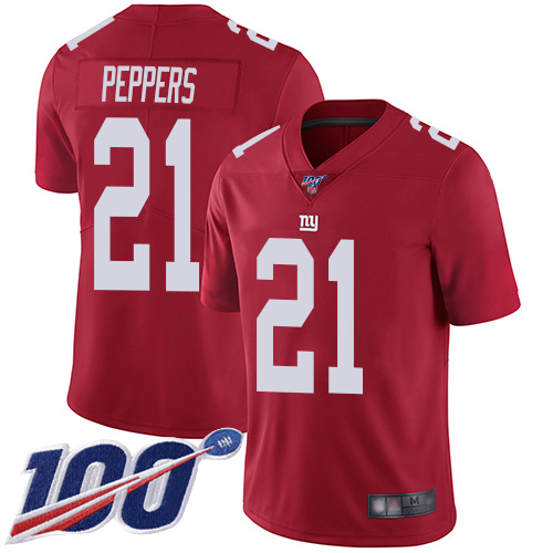 Nike Giants #21 Jabrill Peppers Red Men's Stitched NFL Limited Inverted Legend 100th Season Jersey