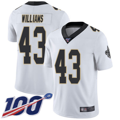 Nike Saints #43 Marcus Williams White Men's Stitched NFL 100th Season Vapor Limited Jersey