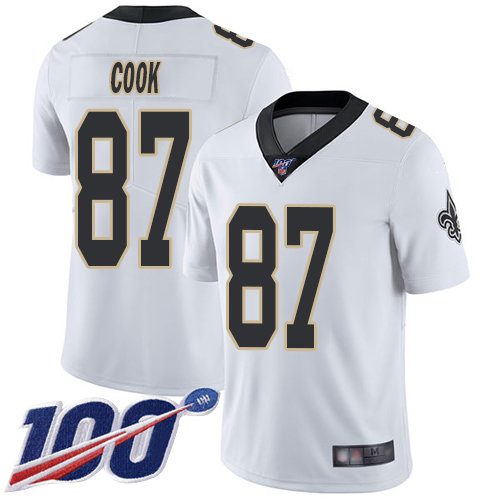 Nike Saints #87 Jared Cook White Men's Stitched NFL 100th Season Vapor Limited Jersey