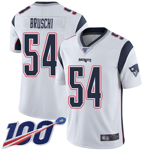 Nike Patriots #54 Tedy Bruschi White Men's Stitched NFL 100th Season Vapor Limited Jersey