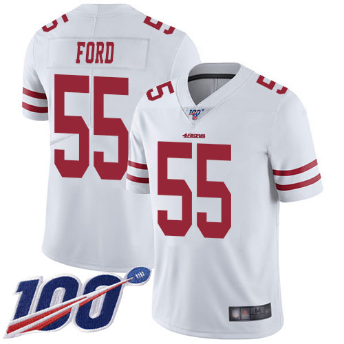 Nike 49ers #55 Dee Ford White Men's Stitched NFL 100th Season Vapor Limited Jersey