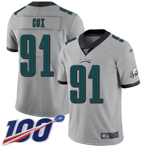 Nike Eagles #91 Fletcher Cox Silver Men's Stitched NFL Limited Inverted Legend 100th Season Jersey