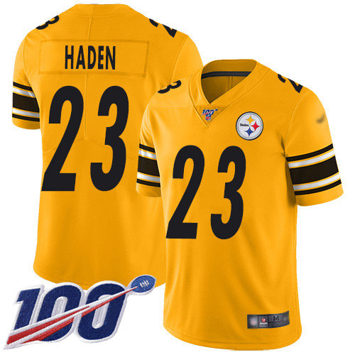 Nike Steelers #23 Joe Haden Gold Men's Stitched NFL Limited Inverted Legend 100th Season Jersey