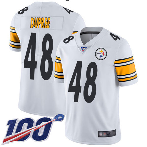 Nike Steelers #48 Bud Dupree White Men's Stitched NFL 100th Season Vapor Limited Jersey