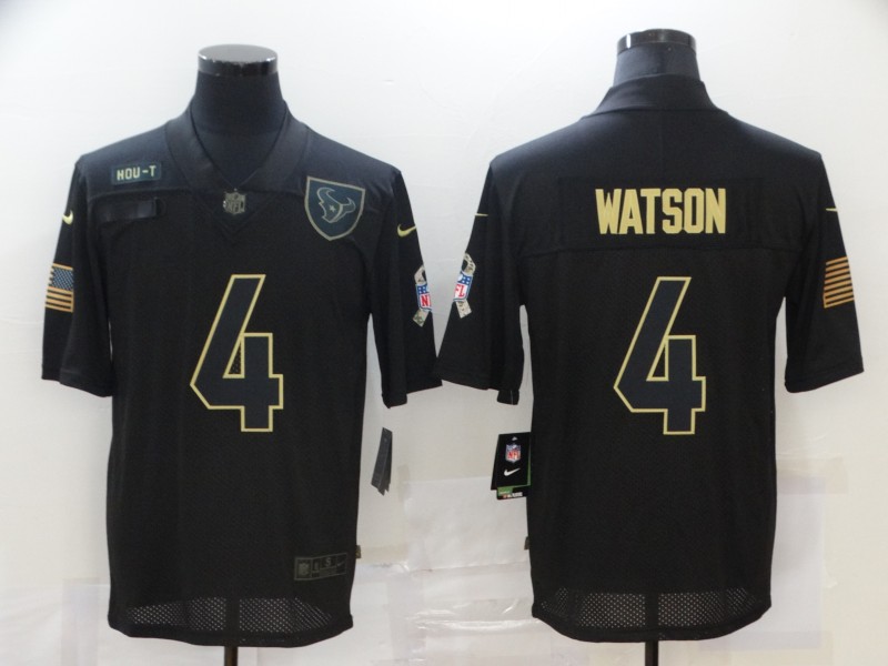 Men's Houston Texans #4 Deshaun Watson Black 2020 Salute To Service Stitched NFL Nike Limited Jersey