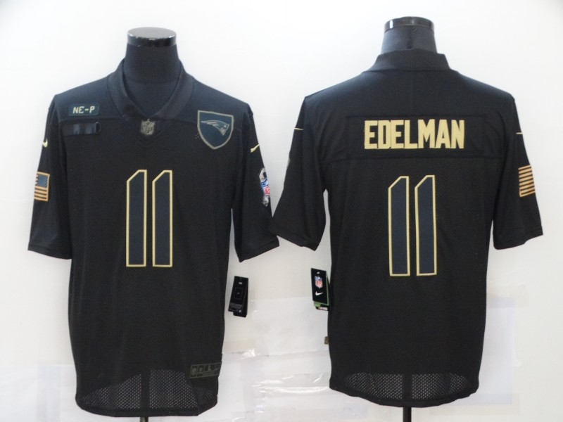 Men's New England Patriots #11 Julian Edelman Black 2020 Salute To Service Stitched NFL Nike Limited Jersey