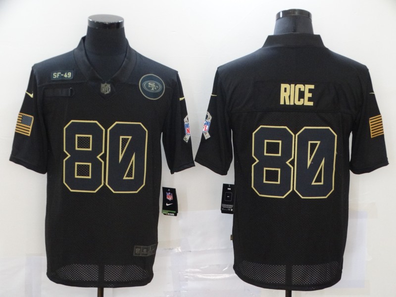 Men's San Francisco 49ers #80 Jerry Rice Black 2020 Salute To Service Stitched NFL Nike Limited Jersey