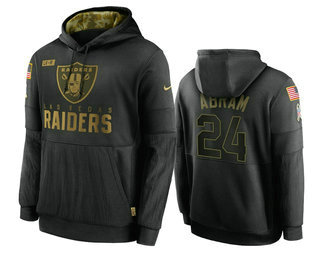 Men's Las Vegas Raiders #24 Johnathan Abram Black 2020 Salute To Service Sideline Performance Pullover Hoodie