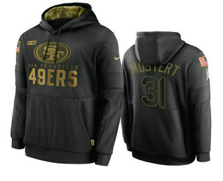 Men's San Francisco 49ers #31 Raheem Mostert Black 2020 Salute To Service Sideline Performance Pullover Hoodie