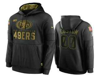 Men's San Francisco 49ers Custom Black 2020 Salute To Service Sideline Performance Pullover Hoodie