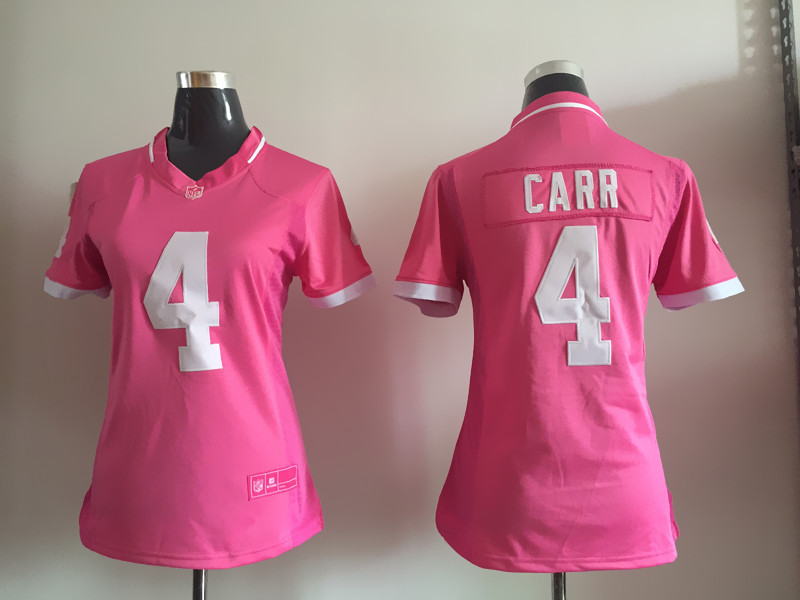 Women's Oakland Raiders #4 Derek Carr Pink Bubble Gum 2015 NFL Jersey