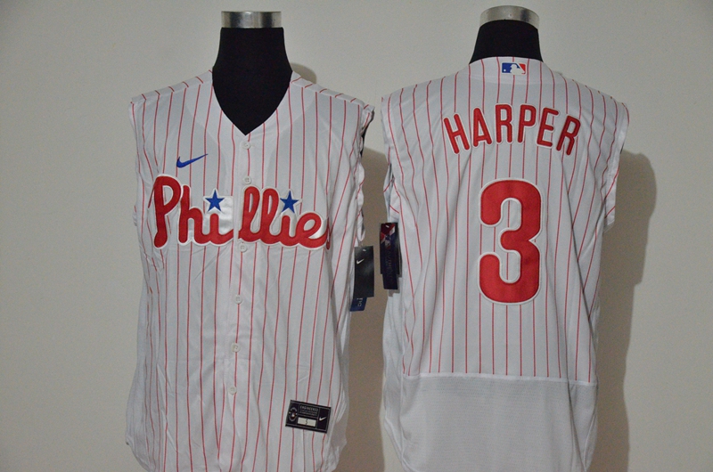 Men's Philadelphia Phillies #3 Bryce Harper White 2020 Cool and Refreshing Sleeveless Fan Stitched Flex Nike Jersey