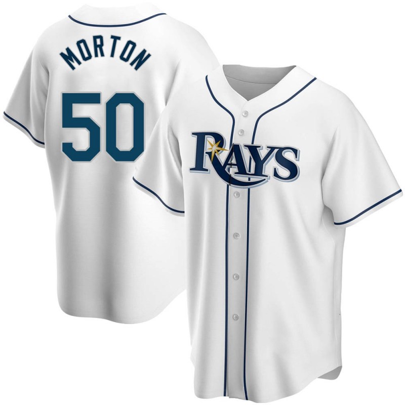 Men's Tampa Bay Rays Replica #50 Charlie Morton White Home Nike Jersey